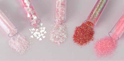 Glitter Blossom  Set - 5 assorted colors and sizes - 5 x 1.8 grs per bottle 