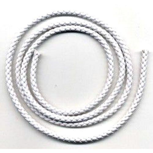 Woven Leather-like Cord - White - 5mm x 1M