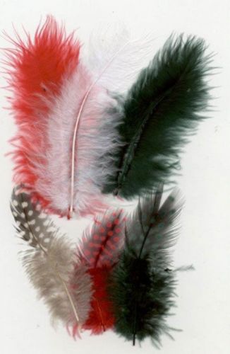 Feathers - Marabou & Guinea - Mix Christmas - 6 x 3 = 18 pcs
