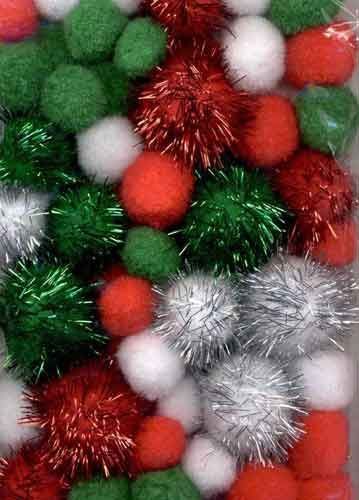 Mix Pom Poms Set - Weihnachtsfarben - 2.0, 2.5, 3.5cm - 50 Stück