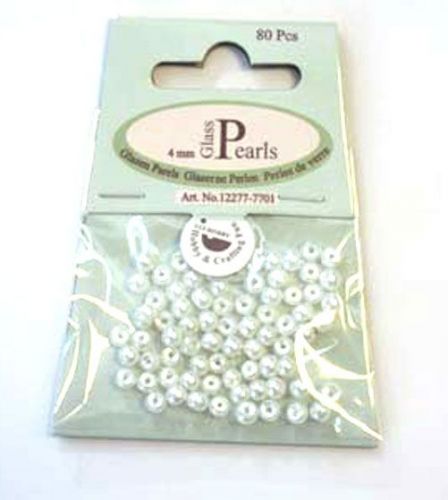 Glass Pearls Round - 4mm - White 