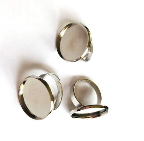 Finger Ring - Round - 14mm Top - Silver