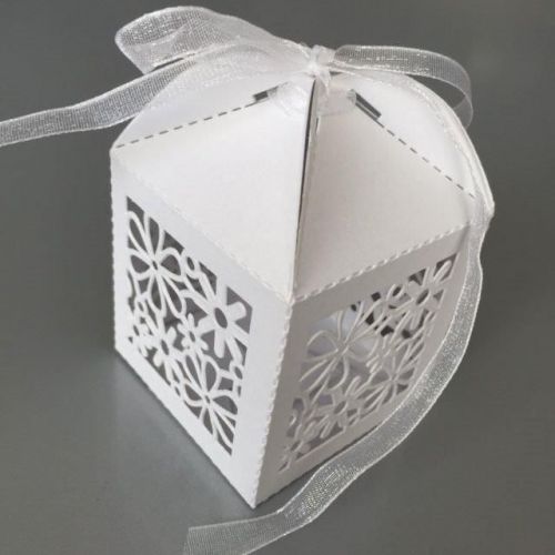 10 Blumen Filigree Boxes - Pearl White