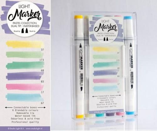 Pastel - Box 6 water based dual tip markers bright 