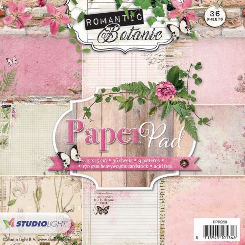 Romantic Botanic Paper Pad Bloc - 15x15cm - 170g Carton