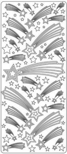 Falling Stars Peel-Off Sticker Sheet - Silver