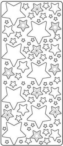 Stars - Peel-off Sticker Sheet - Transparant-Zilver