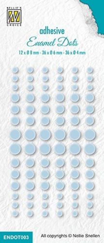 Adhesive Enamel Dots - Baby Blue -12x Ø 8mm, 36x Ø 6mm, 36X Ø 4mm