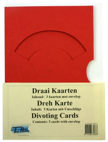 Dreh Karten Packung - Rot - 3 Karten, 3 Umschläge und Musterklammern